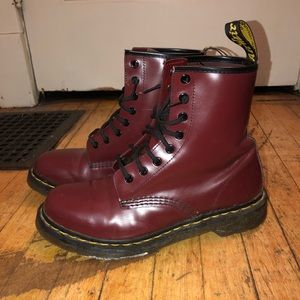 Red Dr. martens boots